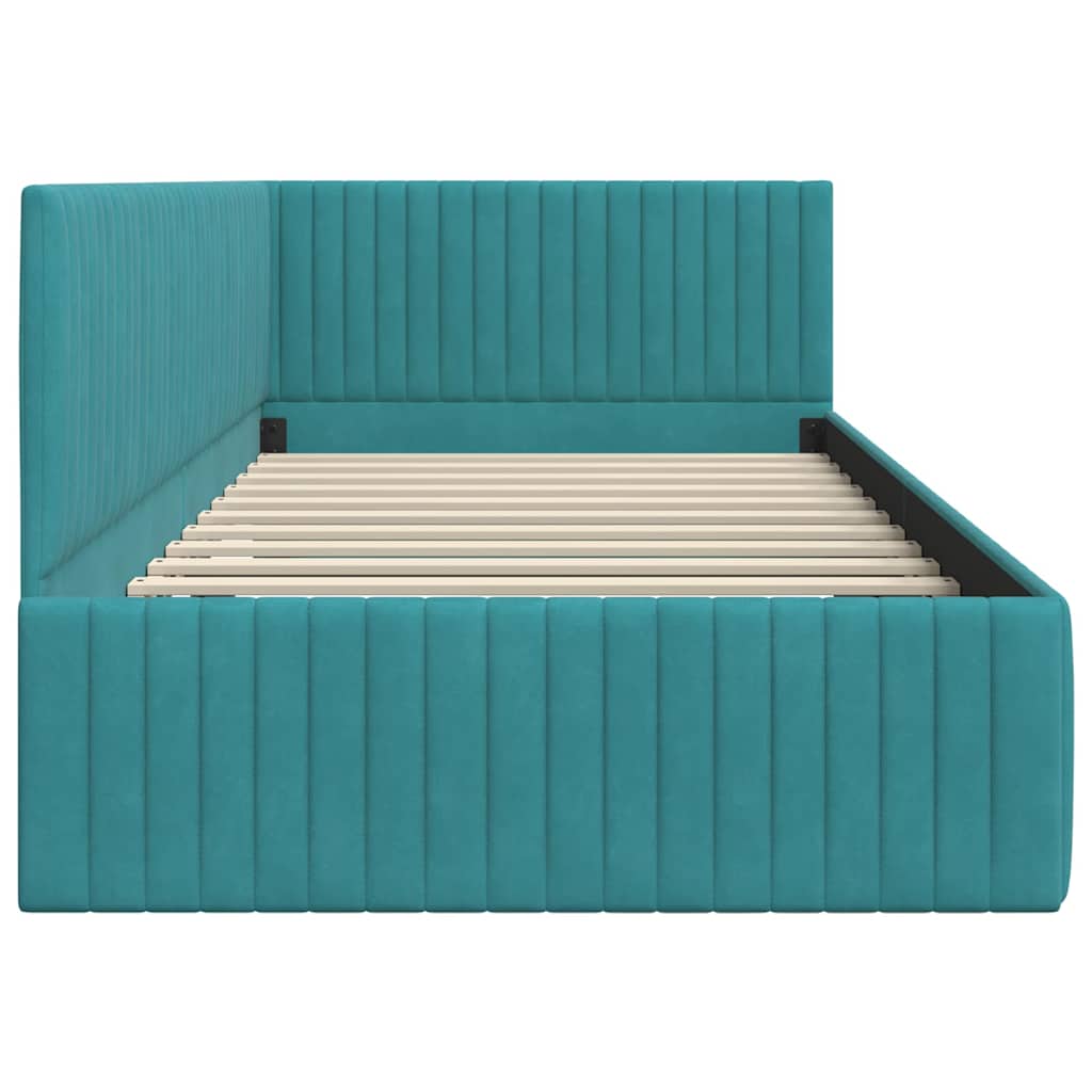 Hoekbedframe met hoofdeinde Turquoise 100 cm x 200 cm Fluweel is nu te koop bij PeponiXL, paradijselijk wonen!