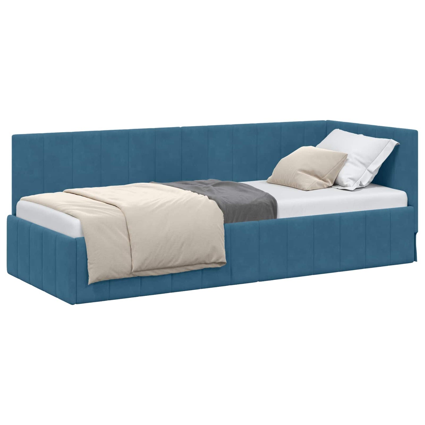 Hoekbedframe met hoofdeinde Blauw 80 cm x 200 cm Fluweel is nu te koop bij PeponiXL, paradijselijk wonen!