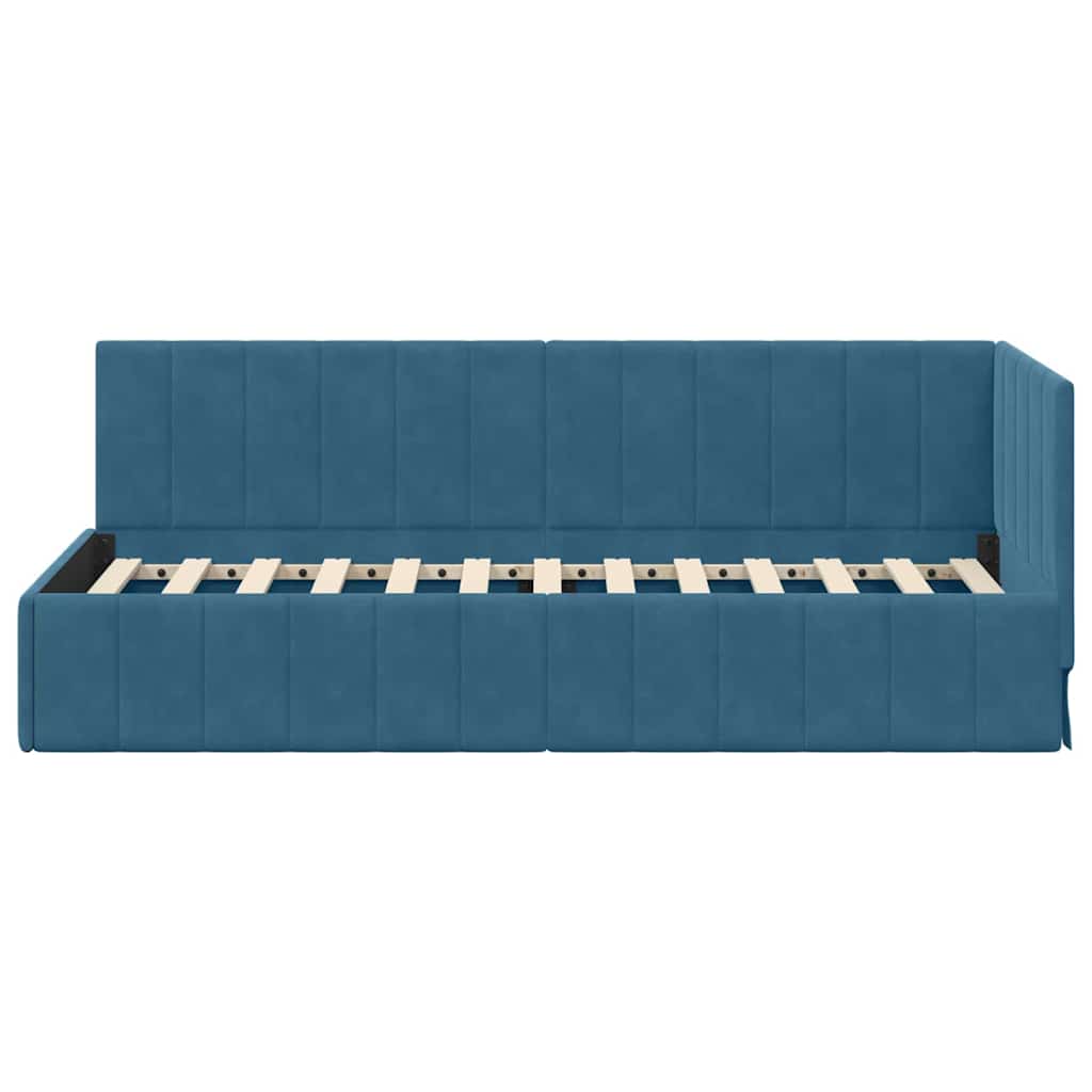 Hoekbedframe met hoofdeinde Blauw 80 cm x 200 cm Fluweel is nu te koop bij PeponiXL, paradijselijk wonen!