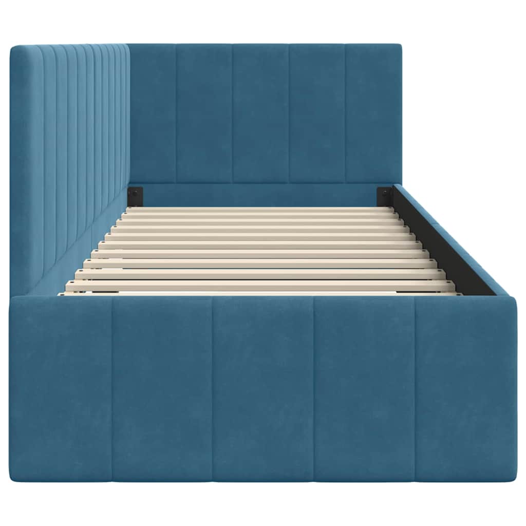Hoekbedframe met hoofdeinde Blauw 80 cm x 200 cm Fluweel is nu te koop bij PeponiXL, paradijselijk wonen!