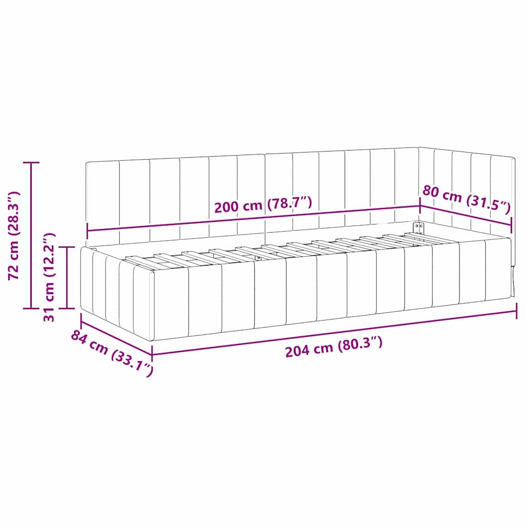 Hoekbedframe met hoofdeinde Blauw 80 cm x 200 cm Fluweel is nu te koop bij PeponiXL, paradijselijk wonen!