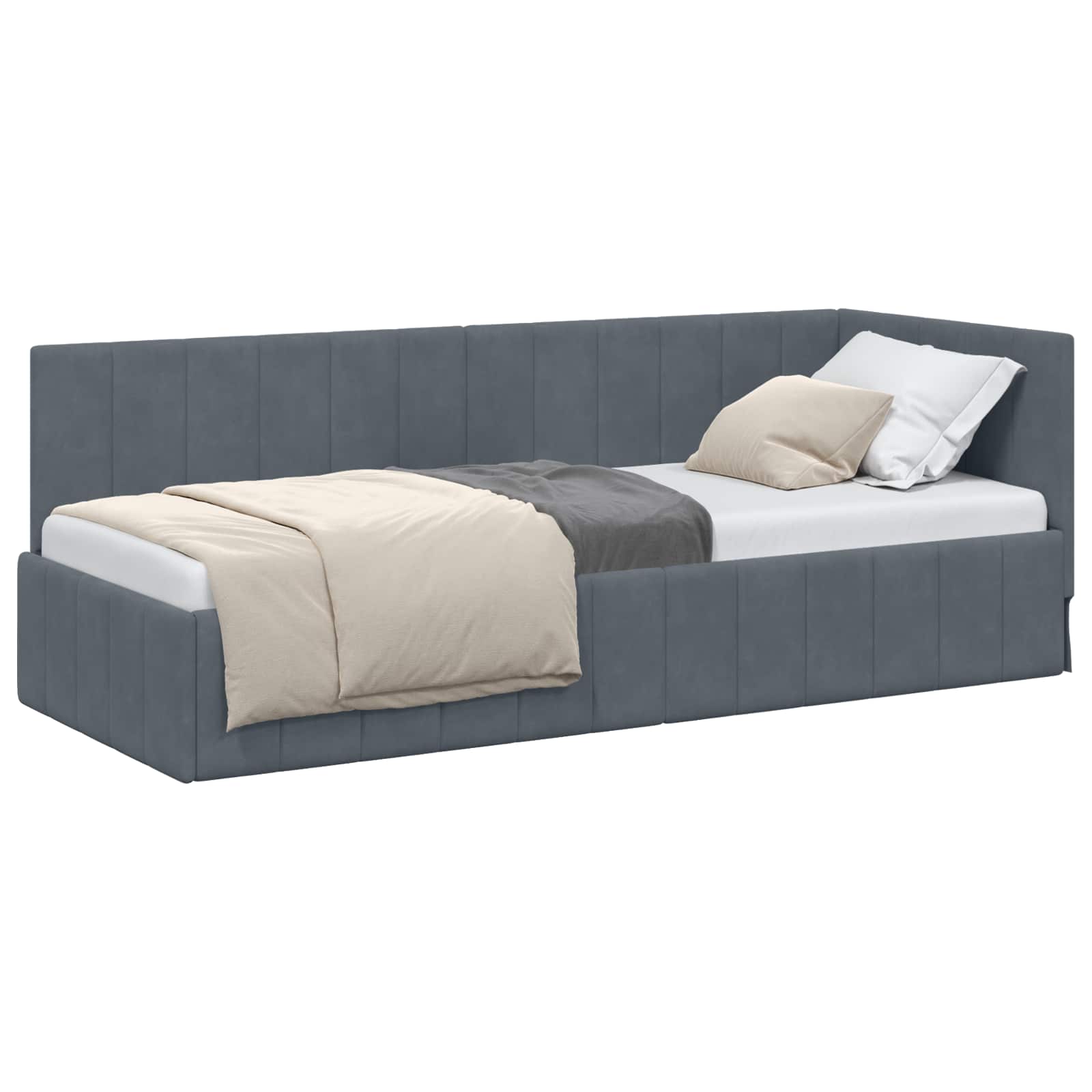 Hoekbedframe met hoofdeinde Donkergrijs 80 cm x 200 cm Fluweel is nu te koop bij PeponiXL, paradijselijk wonen!