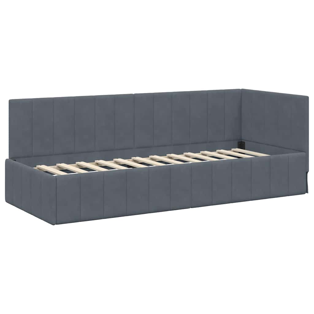 Hoekbedframe met hoofdeinde Donkergrijs 80 cm x 200 cm Fluweel is nu te koop bij PeponiXL, paradijselijk wonen!