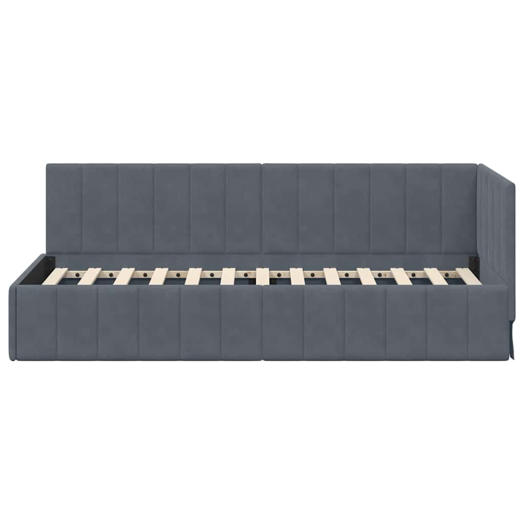 Hoekbedframe met hoofdeinde Donkergrijs 80 cm x 200 cm Fluweel is nu te koop bij PeponiXL, paradijselijk wonen!