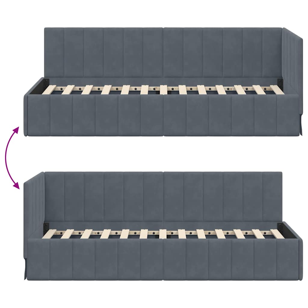 Hoekbedframe met hoofdeinde Donkergrijs 80 cm x 200 cm Fluweel is nu te koop bij PeponiXL, paradijselijk wonen!