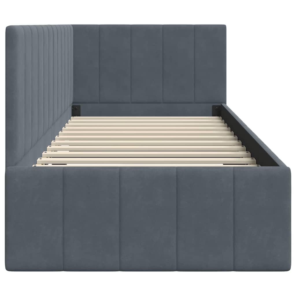 Hoekbedframe met hoofdeinde Donkergrijs 80 cm x 200 cm Fluweel is nu te koop bij PeponiXL, paradijselijk wonen!