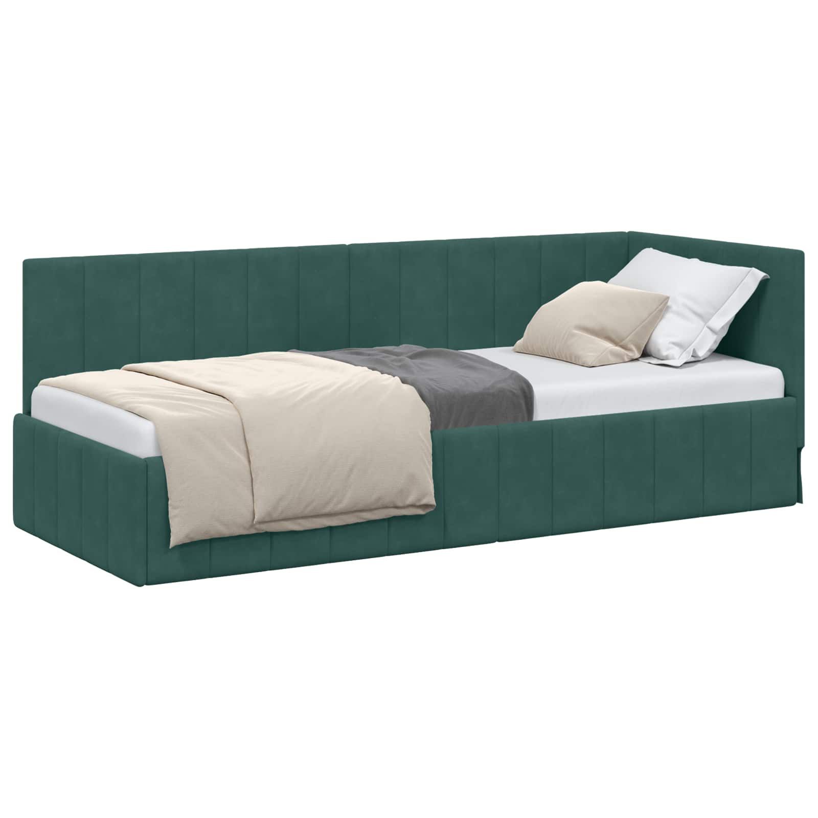 Hoekbedframe met hoofdeinde Donkergroen 80 cm x 200 cm Fluweel is nu te koop bij PeponiXL, paradijselijk wonen!