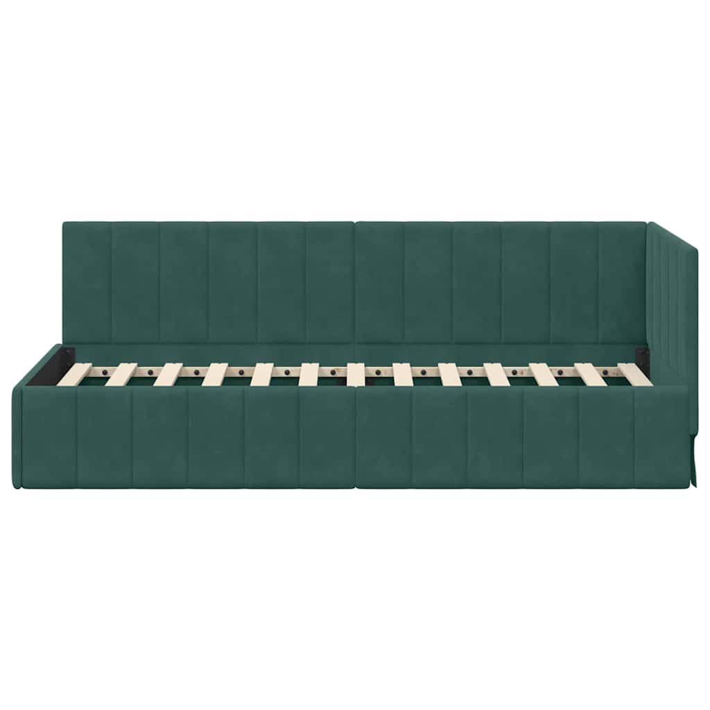 Hoekbedframe met hoofdeinde Donkergroen 80 cm x 200 cm Fluweel is nu te koop bij PeponiXL, paradijselijk wonen!