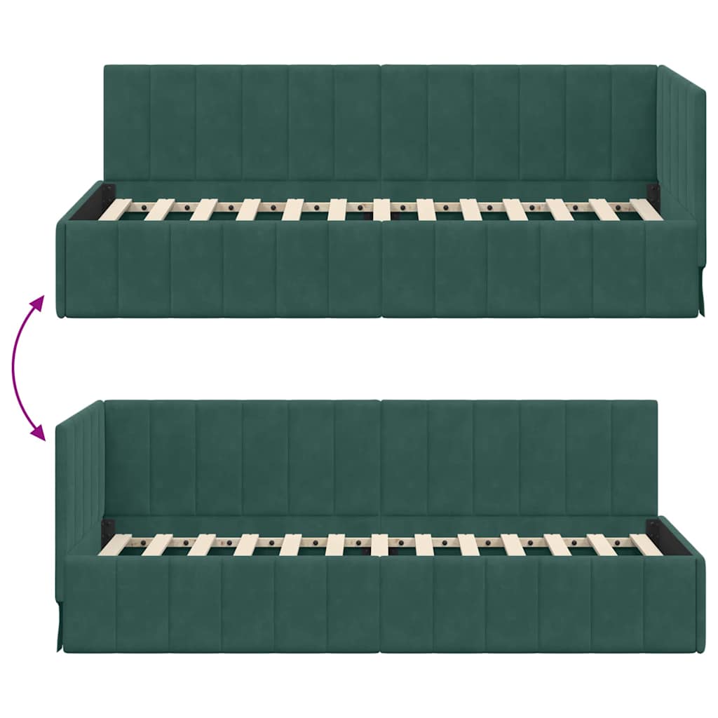 Hoekbedframe met hoofdeinde Donkergroen 80 cm x 200 cm Fluweel is nu te koop bij PeponiXL, paradijselijk wonen!