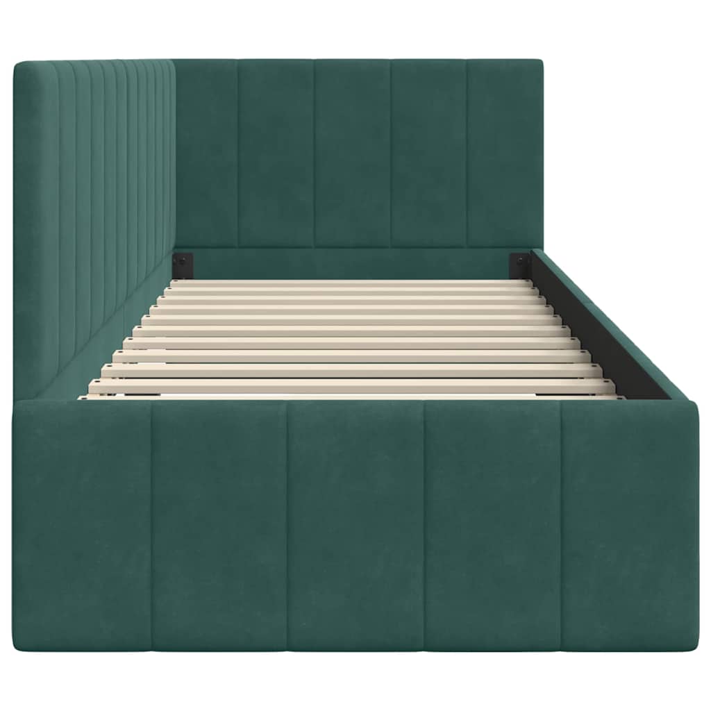 Hoekbedframe met hoofdeinde Donkergroen 80 cm x 200 cm Fluweel is nu te koop bij PeponiXL, paradijselijk wonen!