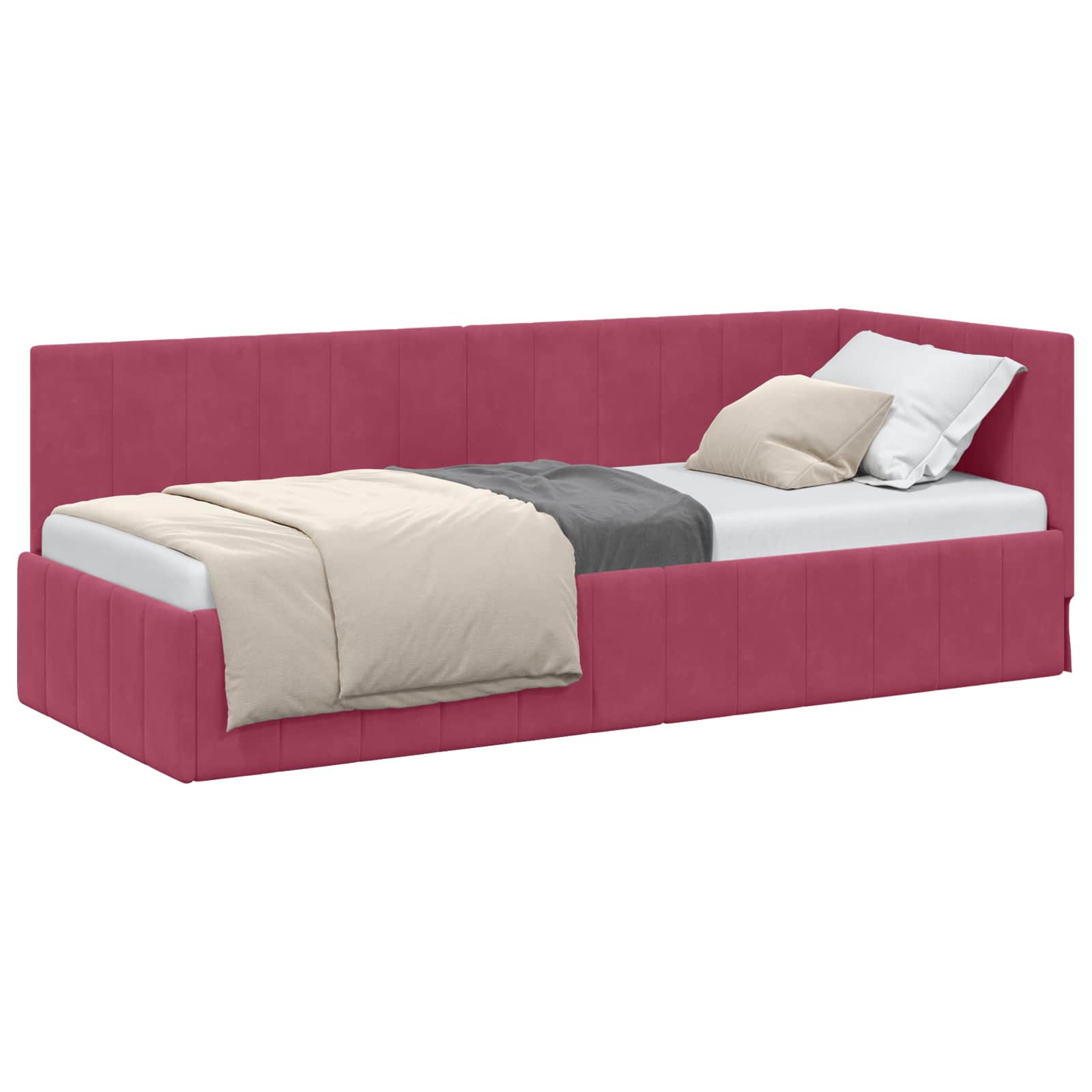 Hoekbedframe met hoofdeinde Wijnrood 80 cm x 200 cm Fluweel is nu te koop bij PeponiXL, paradijselijk wonen!