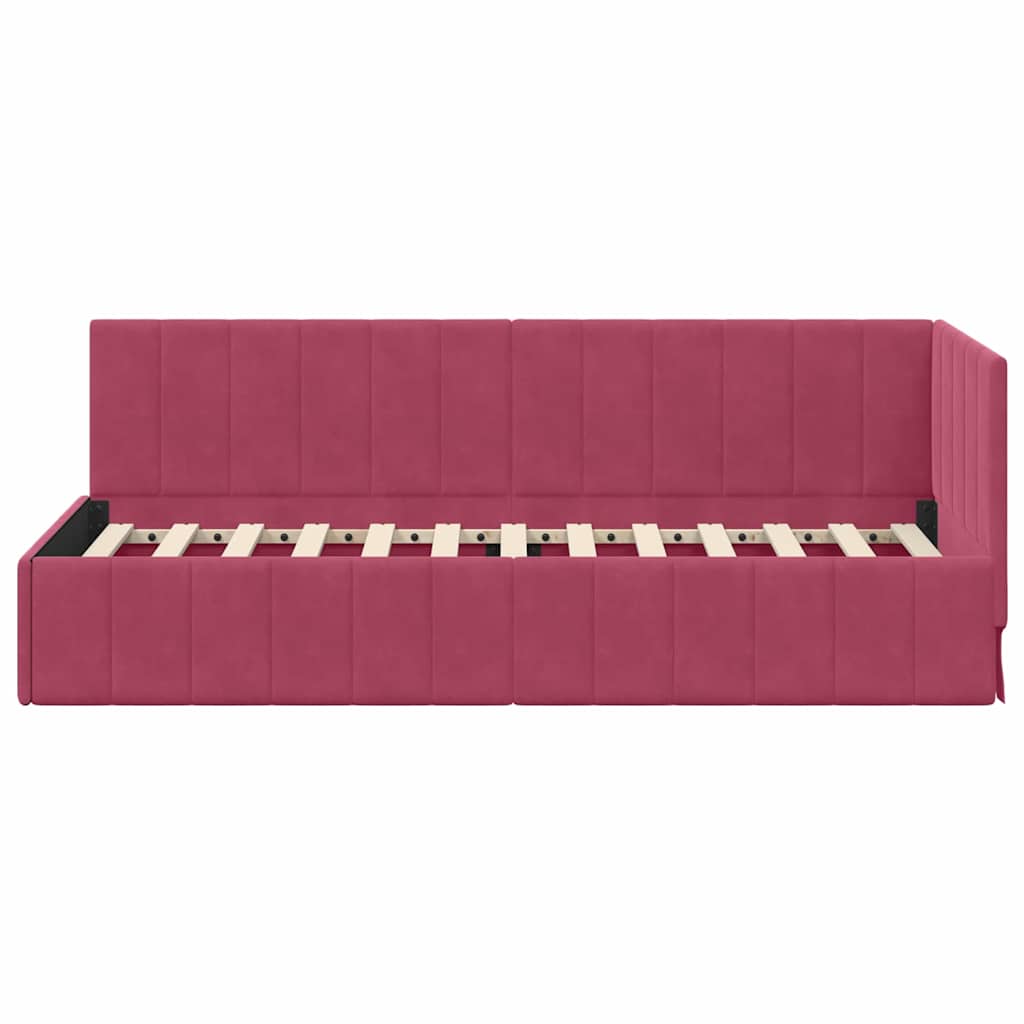 Hoekbedframe met hoofdeinde Wijnrood 80 cm x 200 cm Fluweel is nu te koop bij PeponiXL, paradijselijk wonen!