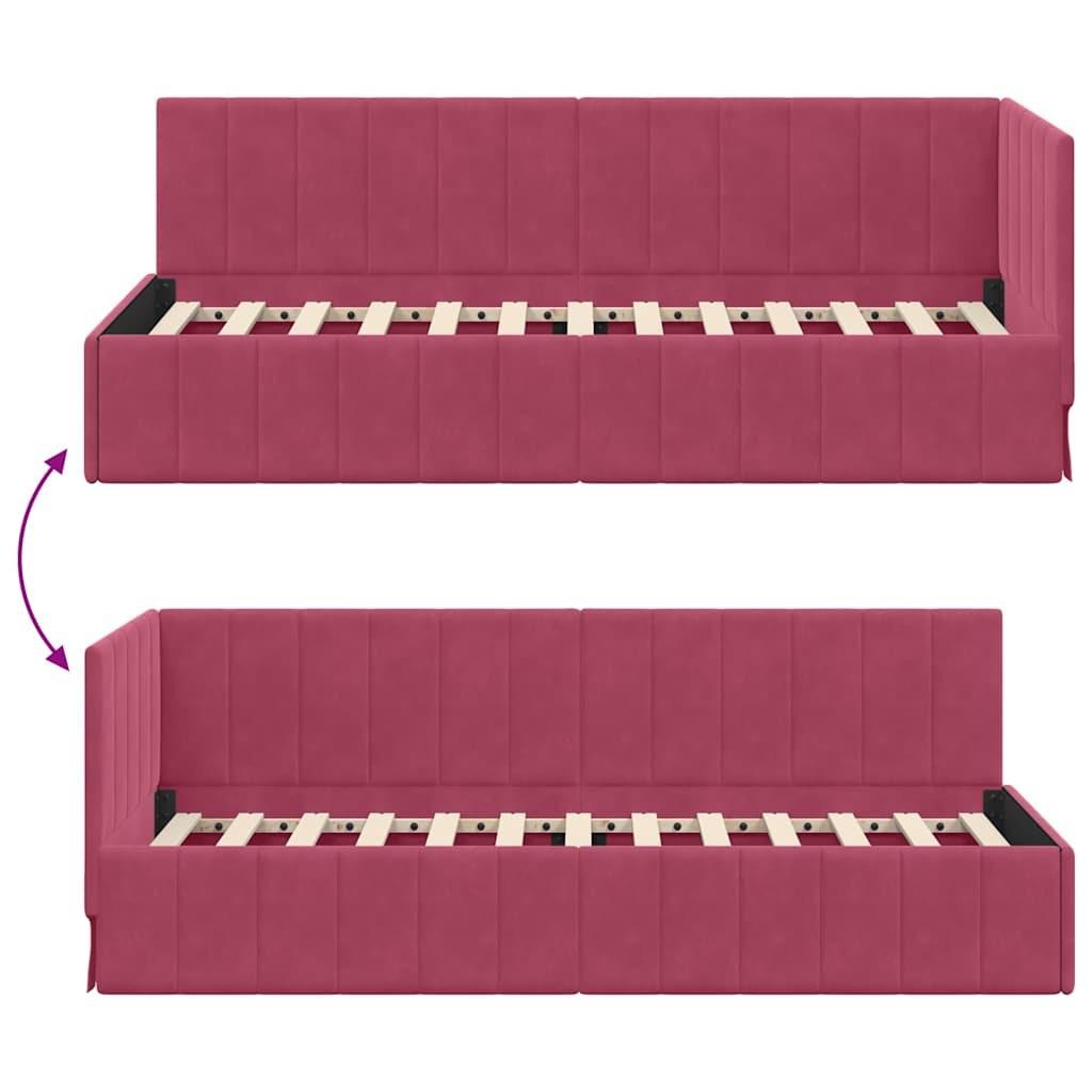 Hoekbedframe met hoofdeinde Wijnrood 80 cm x 200 cm Fluweel is nu te koop bij PeponiXL, paradijselijk wonen!