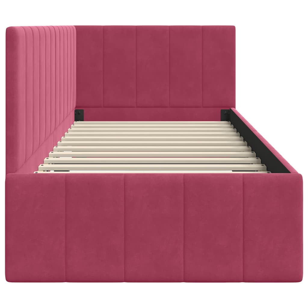 Hoekbedframe met hoofdeinde Wijnrood 80 cm x 200 cm Fluweel is nu te koop bij PeponiXL, paradijselijk wonen!
