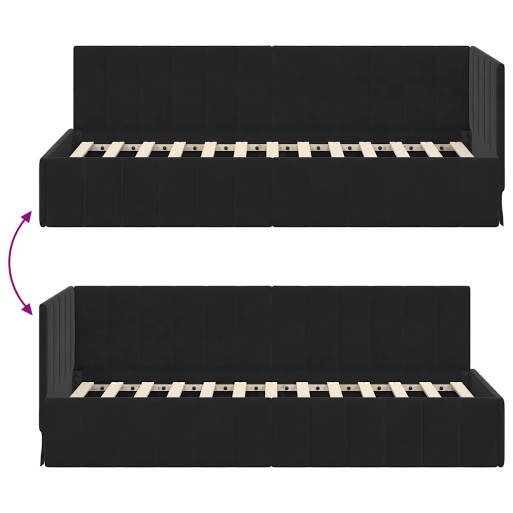 Hoekbedframe met hoofdeinde Zwart 80 cm x 200 cm Fluweel is nu te koop bij PeponiXL, paradijselijk wonen!