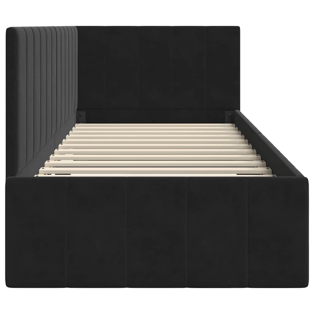 Hoekbedframe met hoofdeinde Zwart 80 cm x 200 cm Fluweel is nu te koop bij PeponiXL, paradijselijk wonen!