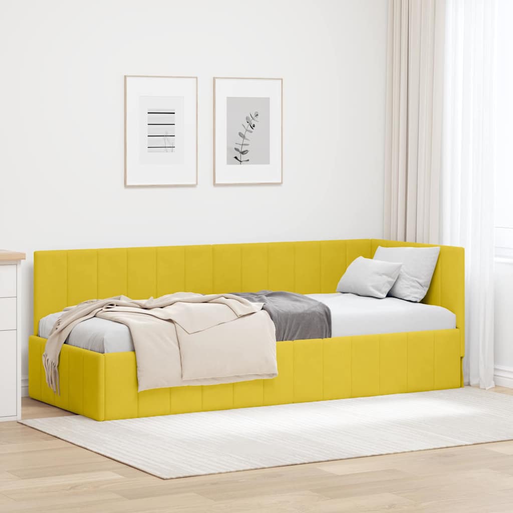 Hoekbedframe met hoofdeinde Geel 80 cm x 200 cm Fluweel is nu te koop bij PeponiXL, paradijselijk wonen!