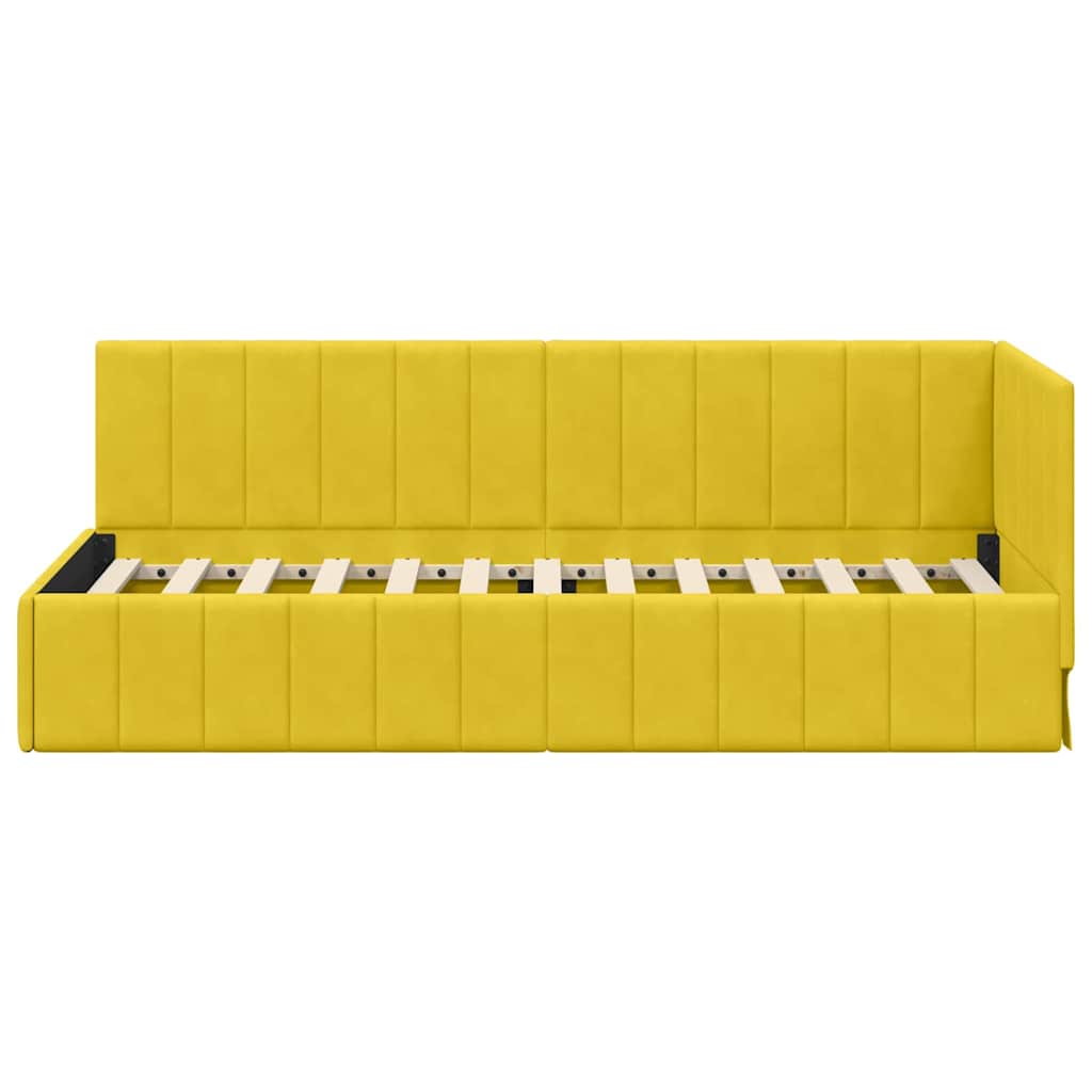 Hoekbedframe met hoofdeinde Geel 80 cm x 200 cm Fluweel is nu te koop bij PeponiXL, paradijselijk wonen!