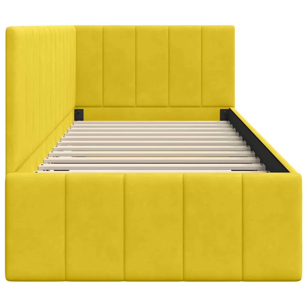Hoekbedframe met hoofdeinde Geel 80 cm x 200 cm Fluweel is nu te koop bij PeponiXL, paradijselijk wonen!