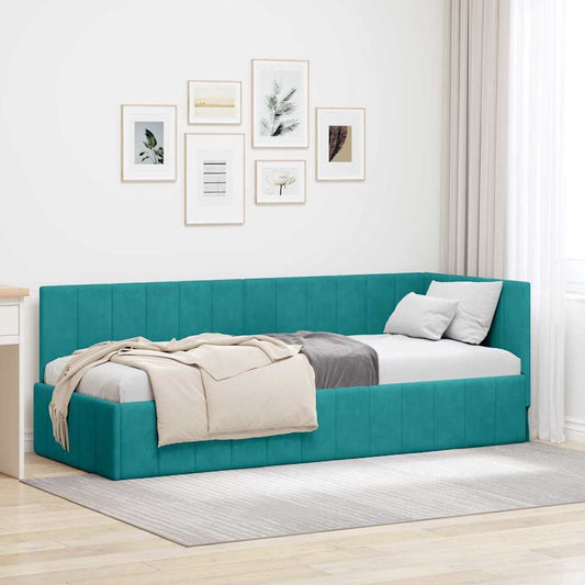 Hoekbedframe met hoofdeinde Turquoise 80 cm x 200 cm Fluweel is nu te koop bij PeponiXL, paradijselijk wonen!