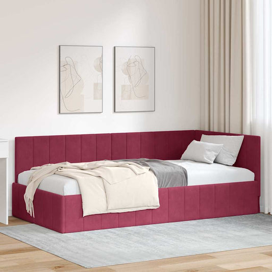 Hoekbedframe met hoofdeinde Wijnrood 90 cm x 190 cm Fluweel is nu te koop bij PeponiXL, paradijselijk wonen!