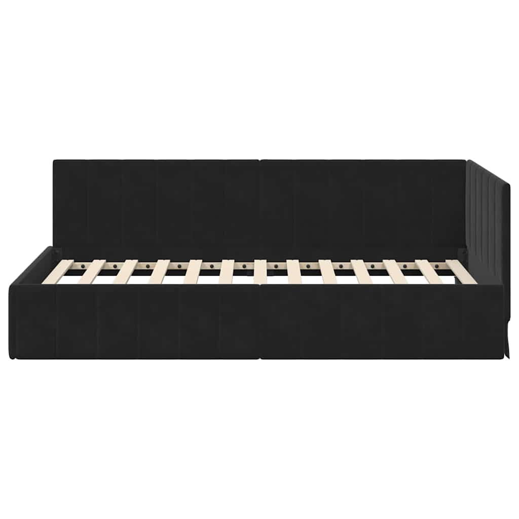 Hoekbedframe met hoofdeinde Zwart 90 cm x 190 cm Fluweel