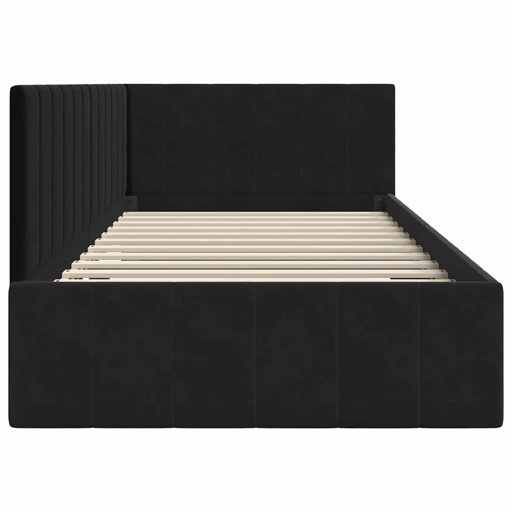 Hoekbedframe met hoofdeinde Zwart 90 cm x 190 cm Fluweel