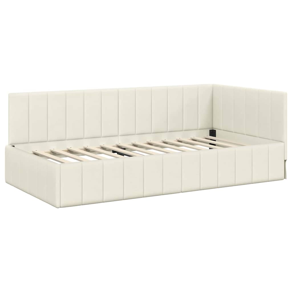 Hoekbedframe met hoofdeinde Crème 90 cm x 190 cm Fluweel