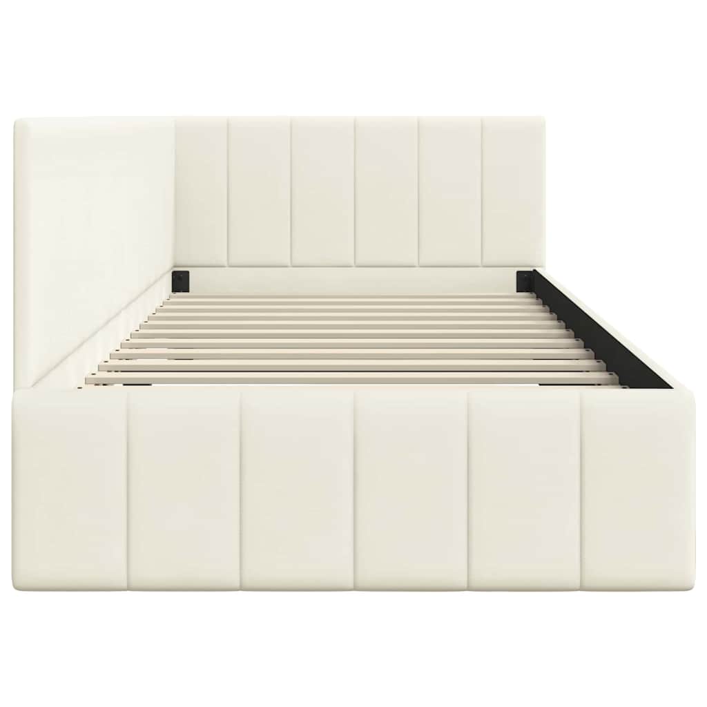 Hoekbedframe met hoofdeinde Crème 90 cm x 190 cm Fluweel