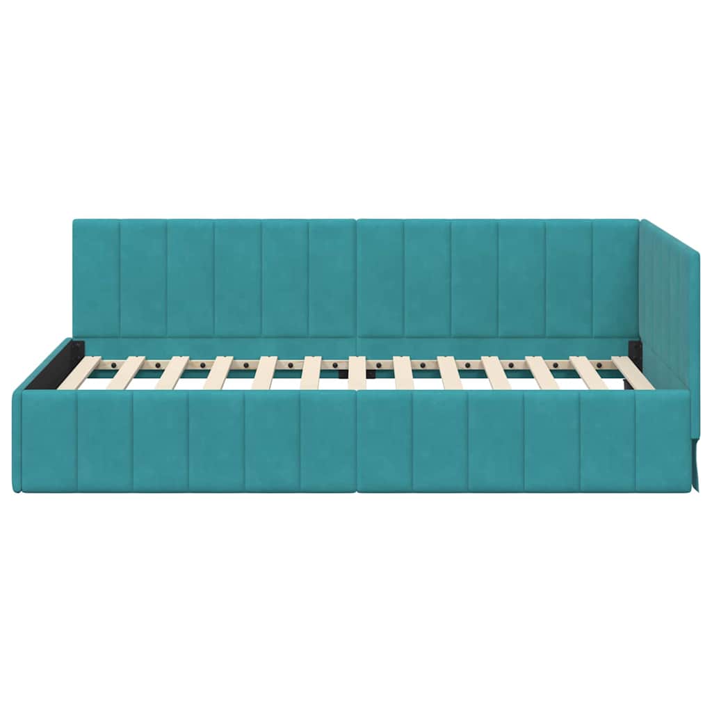 Hoekbedframe met hoofdeinde Turquoise 90 cm x 190 cm Fluweel is nu te koop bij PeponiXL, paradijselijk wonen!