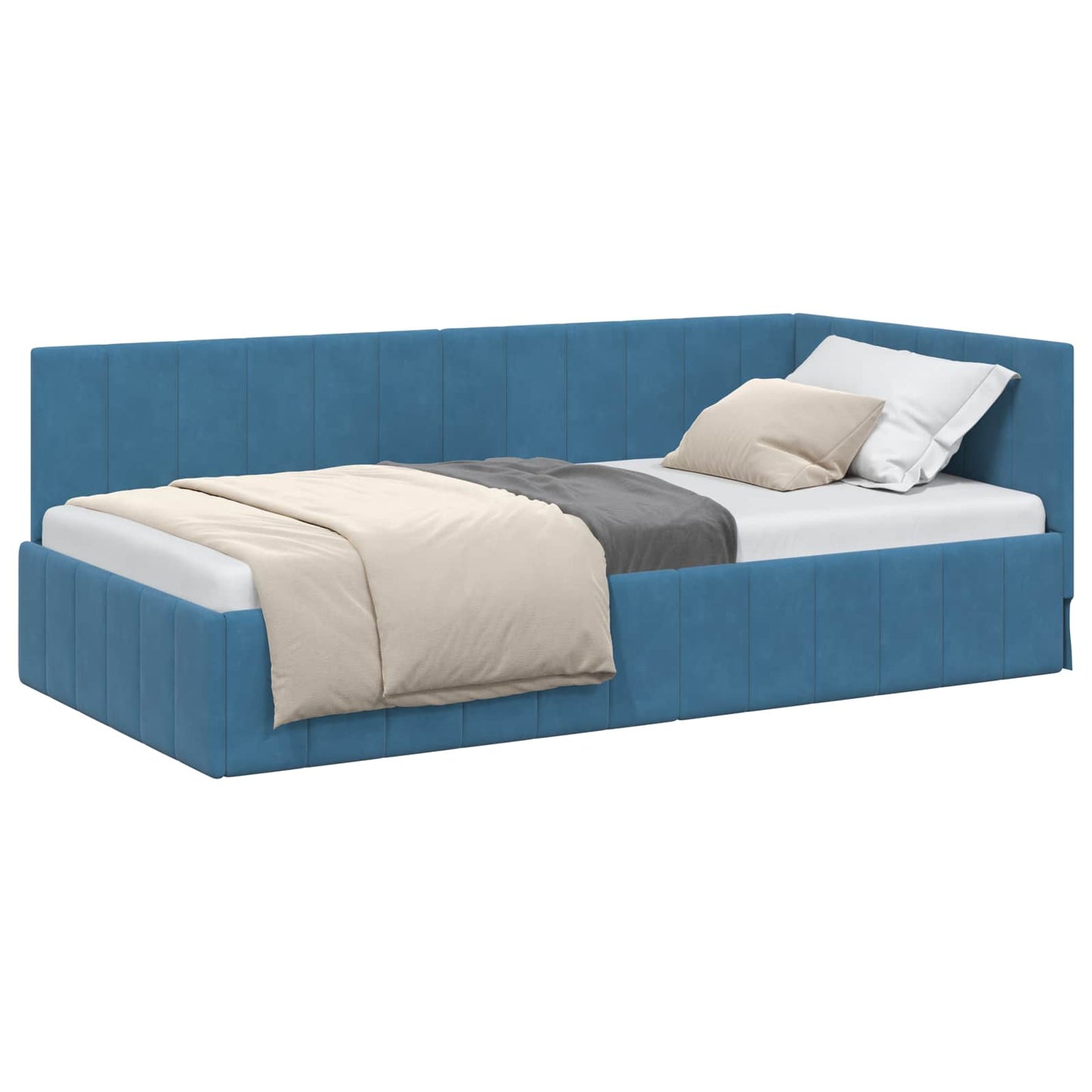 Hoekbedframe met hoofdeinde Blauw 90 cm x 200 cm Fluweel is nu te koop bij PeponiXL, paradijselijk wonen!