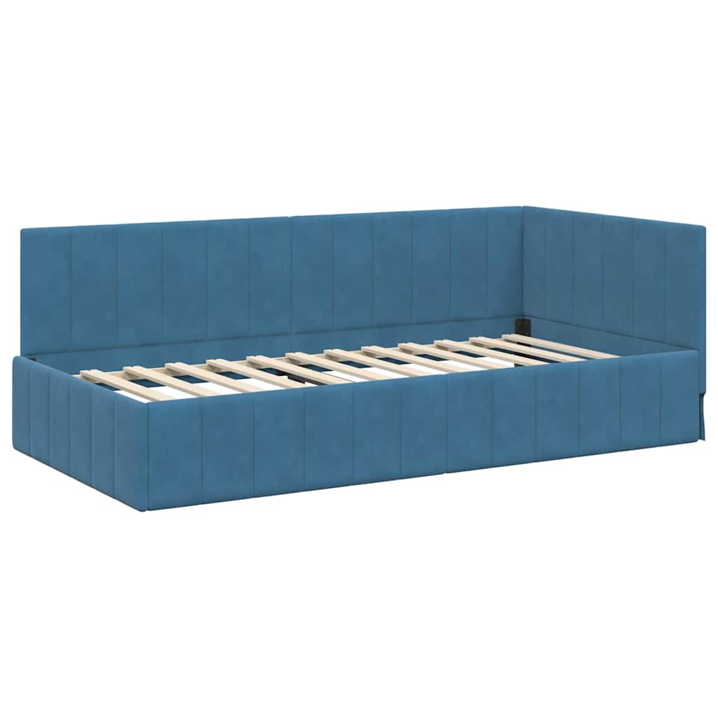 Hoekbedframe met hoofdeinde Blauw 90 cm x 200 cm Fluweel is nu te koop bij PeponiXL, paradijselijk wonen!