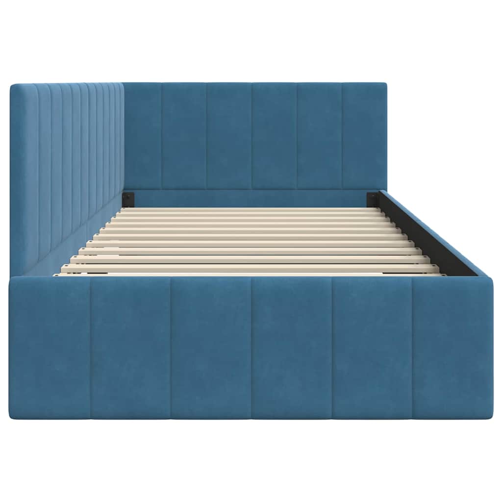 Hoekbedframe met hoofdeinde Blauw 90 cm x 200 cm Fluweel is nu te koop bij PeponiXL, paradijselijk wonen!