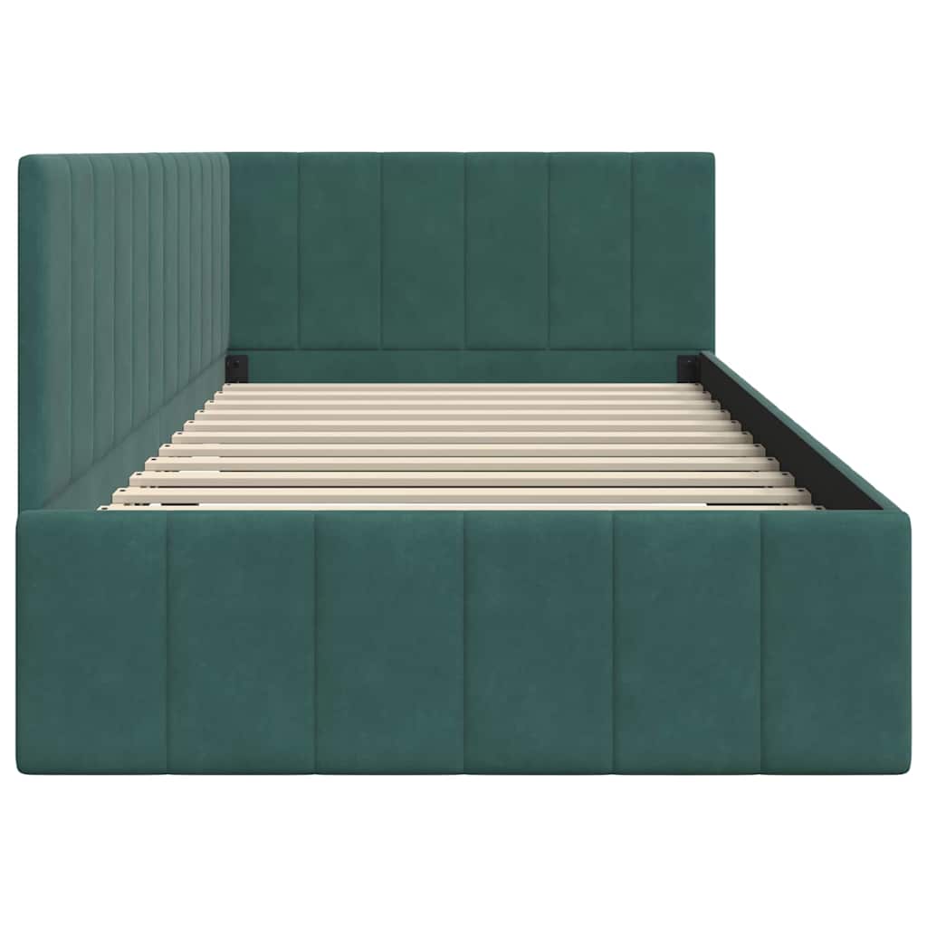 Hoekbedframe met hoofdeinde Donkergroen 90 cm x 200 cm Fluweel