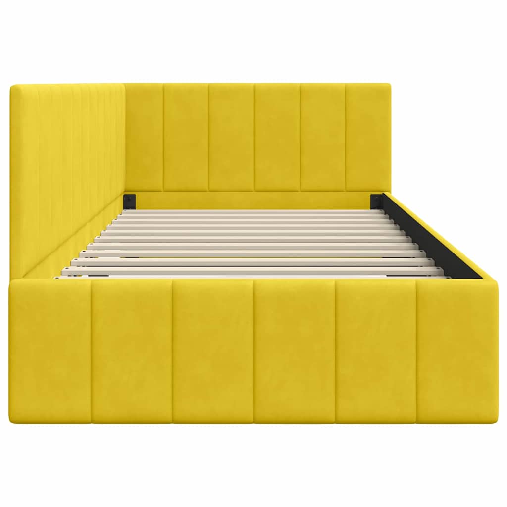Hoekbedframe met hoofdeinde Geel 90 cm x 200 cm Fluweel is nu te koop bij PeponiXL, paradijselijk wonen!