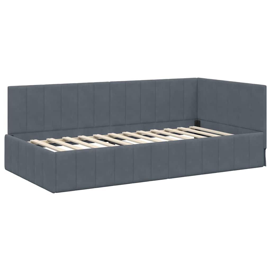 Hoekbedframe met hoofdeinde Donkergrijs 100 cm x 200 cm Fluweel is nu te koop bij PeponiXL, paradijselijk wonen!