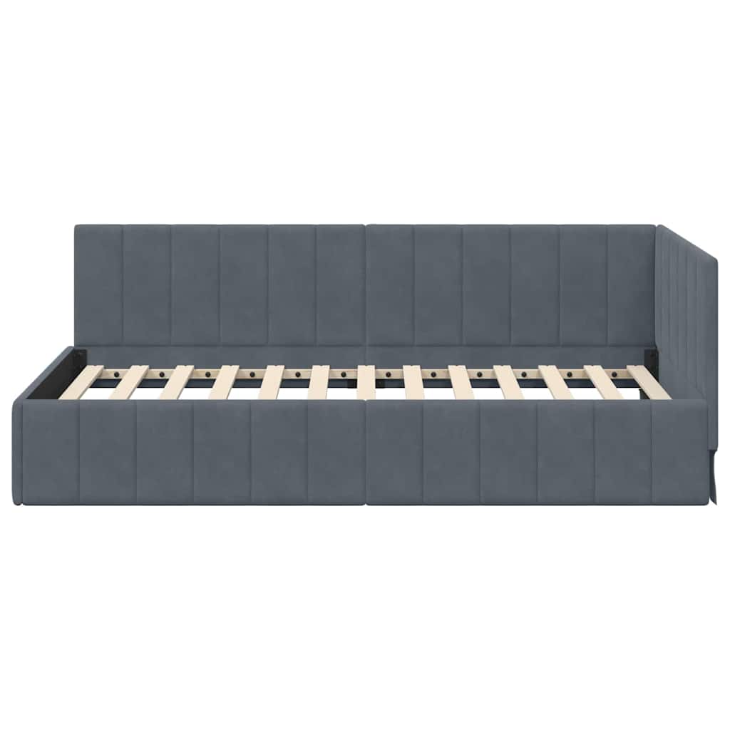 Hoekbedframe met hoofdeinde Donkergrijs 100 cm x 200 cm Fluweel is nu te koop bij PeponiXL, paradijselijk wonen!