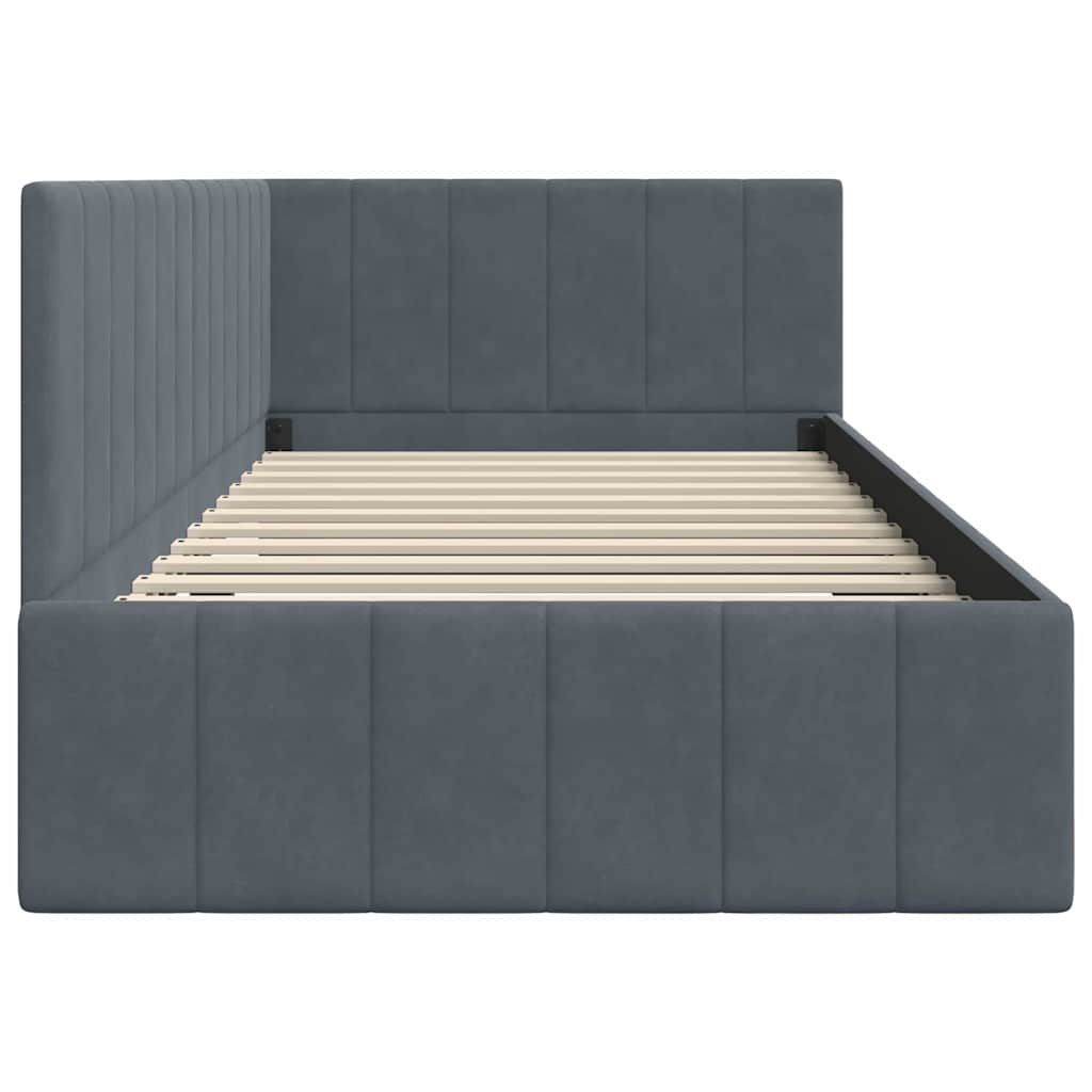 Hoekbedframe met hoofdeinde Donkergrijs 100 cm x 200 cm Fluweel is nu te koop bij PeponiXL, paradijselijk wonen!