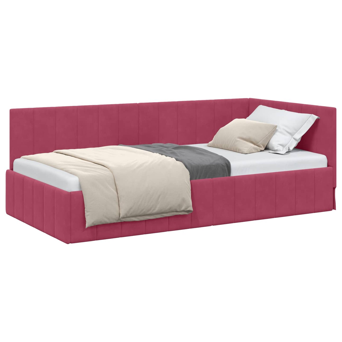 Hoekbedframe met hoofdeinde Wijnrood 100 cm x 200 cm Fluweel is nu te koop bij PeponiXL, paradijselijk wonen!