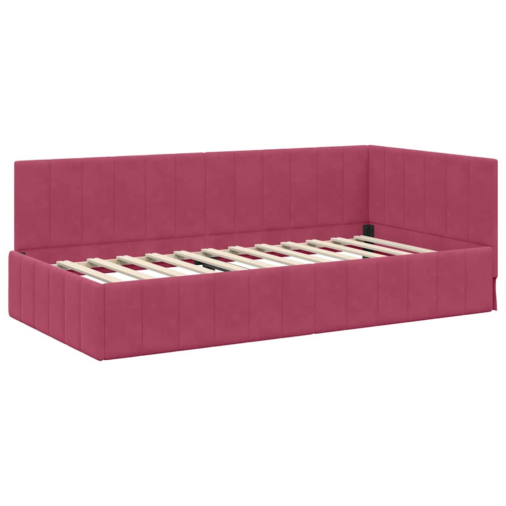 Hoekbedframe met hoofdeinde Wijnrood 100 cm x 200 cm Fluweel is nu te koop bij PeponiXL, paradijselijk wonen!