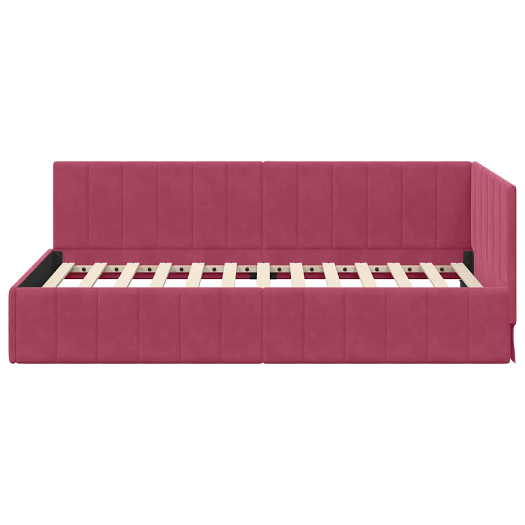 Hoekbedframe met hoofdeinde Wijnrood 100 cm x 200 cm Fluweel is nu te koop bij PeponiXL, paradijselijk wonen!