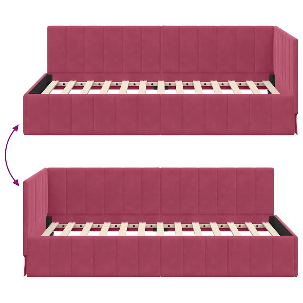 Hoekbedframe met hoofdeinde Wijnrood 100 cm x 200 cm Fluweel is nu te koop bij PeponiXL, paradijselijk wonen!