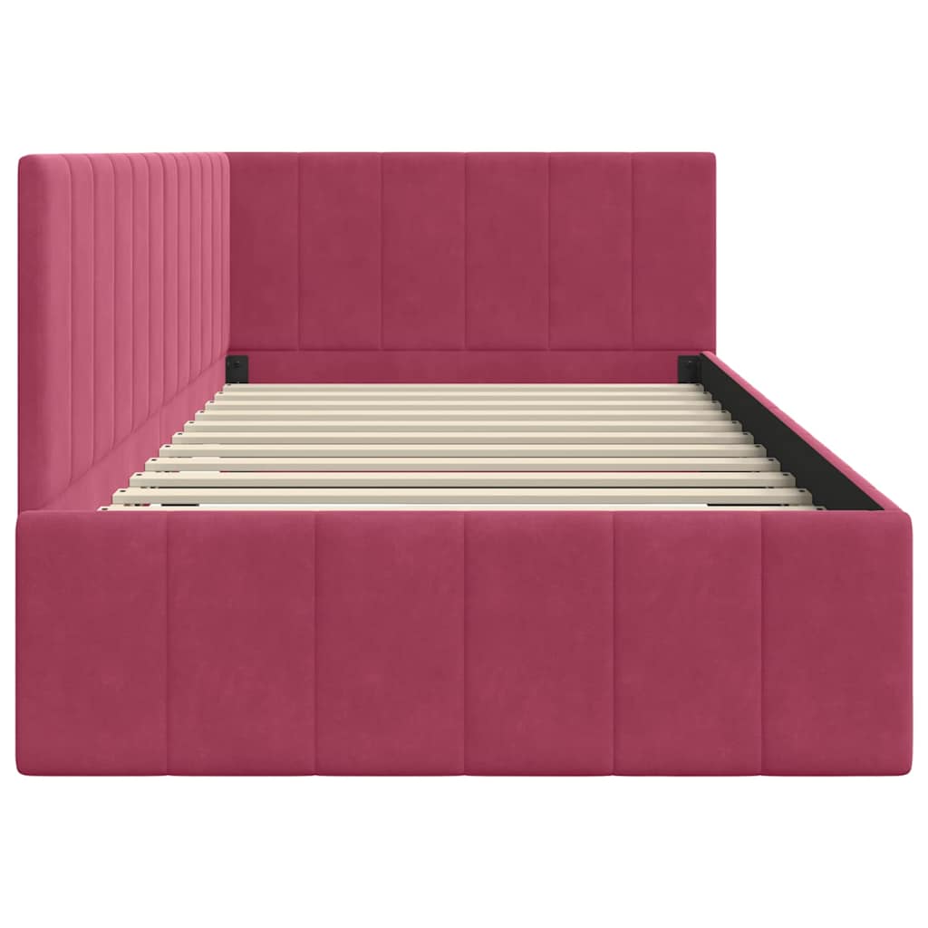 Hoekbedframe met hoofdeinde Wijnrood 100 cm x 200 cm Fluweel is nu te koop bij PeponiXL, paradijselijk wonen!