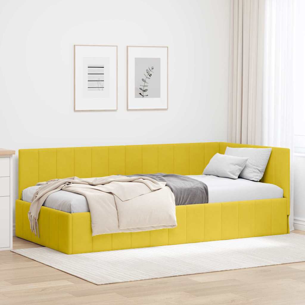 Hoekbedframe met hoofdeinde Geel 100 cm x 200 cm Fluweel is nu te koop bij PeponiXL, paradijselijk wonen!