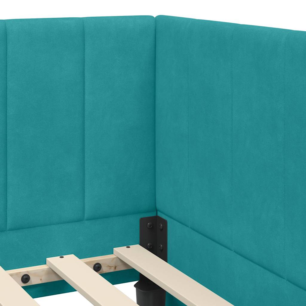 Hoekbedframe met hoofdeinde Turquoise 100 cm x 200 cm Fluweel is nu te koop bij PeponiXL, paradijselijk wonen!