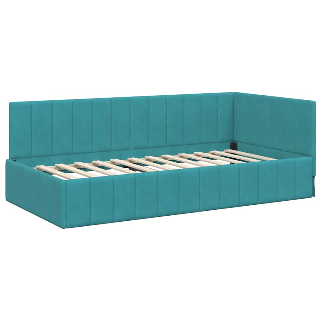 Hoekbedframe met hoofdeinde Turquoise 100 cm x 200 cm Fluweel is nu te koop bij PeponiXL, paradijselijk wonen!