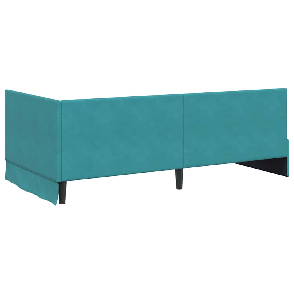 Hoekbedframe met hoofdeinde Turquoise 100 cm x 200 cm Fluweel is nu te koop bij PeponiXL, paradijselijk wonen!