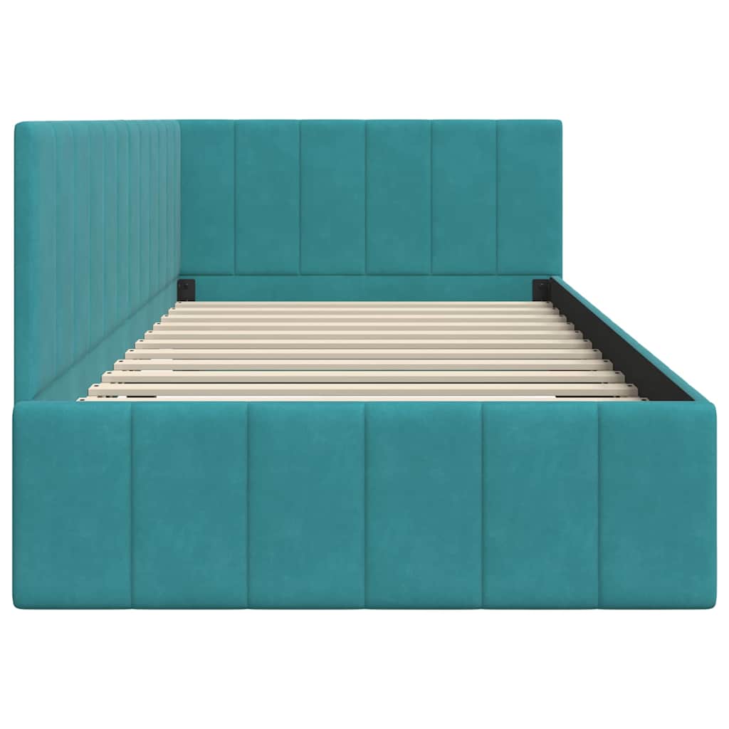 Hoekbedframe met hoofdeinde Turquoise 100 cm x 200 cm Fluweel is nu te koop bij PeponiXL, paradijselijk wonen!