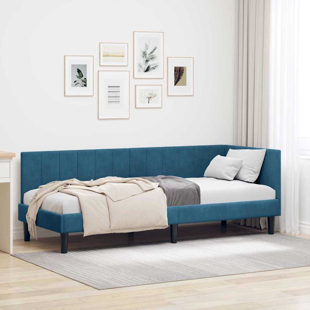 Hoekbedframe met hoofdeinde Blauw 80 cm x 200 cm Fluweel is nu te koop bij PeponiXL, paradijselijk wonen!