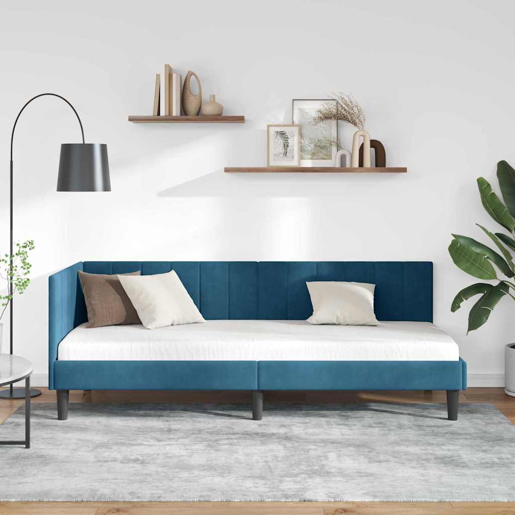 Hoekbedframe met hoofdeinde Blauw 80 cm x 200 cm Fluweel is nu te koop bij PeponiXL, paradijselijk wonen!